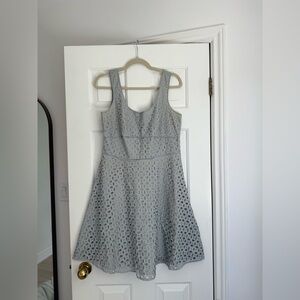 LOFT Eyelet Sleeveless Sundress Size 8 • Pale Blue Fit & Flare